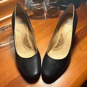 Worn Once, Womens Sofft Black Leather High Heels, Size 8